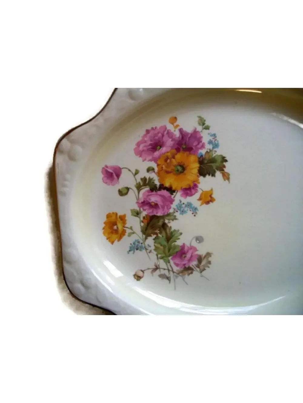 Vintage Crooksville China Platter Set: Floral Embossed Serving Dishes